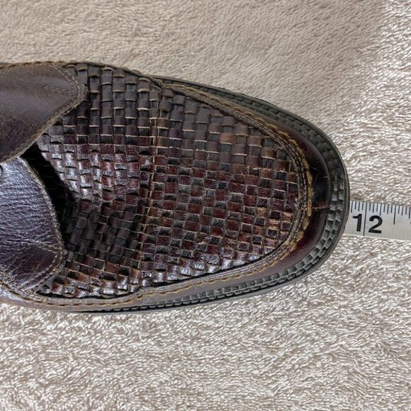 Vintage Brown Woven Leather Upper Lace Up Derby Shoes 12 - Picture 13 of 14